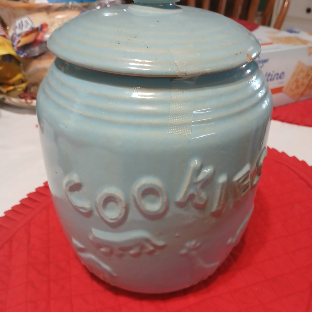 1940's Robin Egg's Blue Cookie Jar